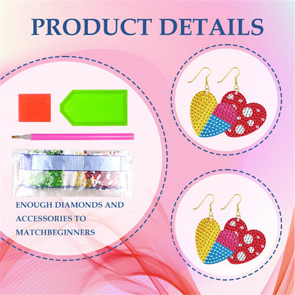 DIY 2 Pairs Diamond Painting Earrings Special Shaped Double Sided Jewelry