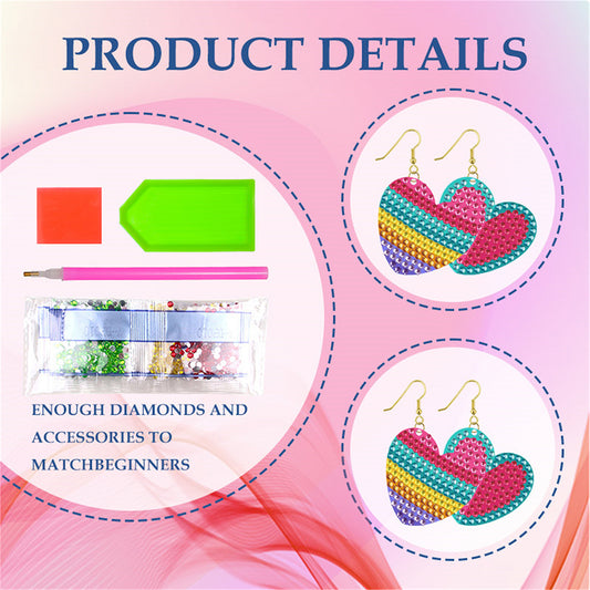 DIY 2 Pairs Diamond Painting Earrings Special Shaped Double Sided Jewelry