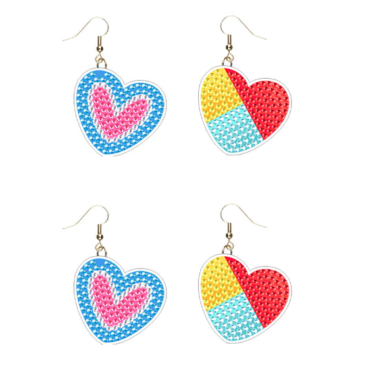 DIY 2 Pairs Diamond Painting Earrings Special Shaped Double Sided Jewelry