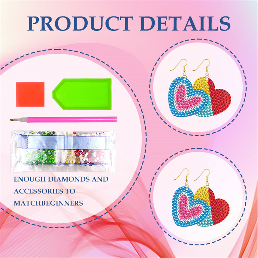 DIY 2 Pairs Diamond Painting Earrings Special Shaped Double Sided Jewelry