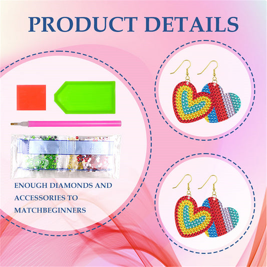 DIY 2 Pairs Diamond Painting Earrings Special Shaped Double Sided Jewelry