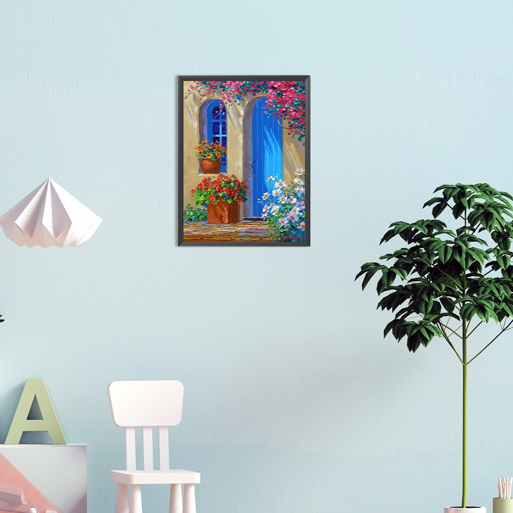 Blue Gate - Full Round Drill Diamond Painting 30*40CM