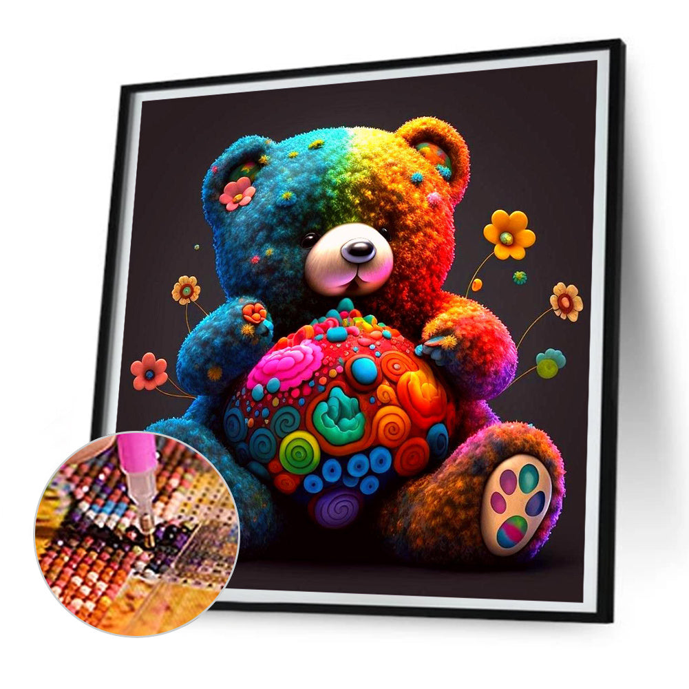 Colorful Bear - Full Round Drill Diamond Painting 30*30CM