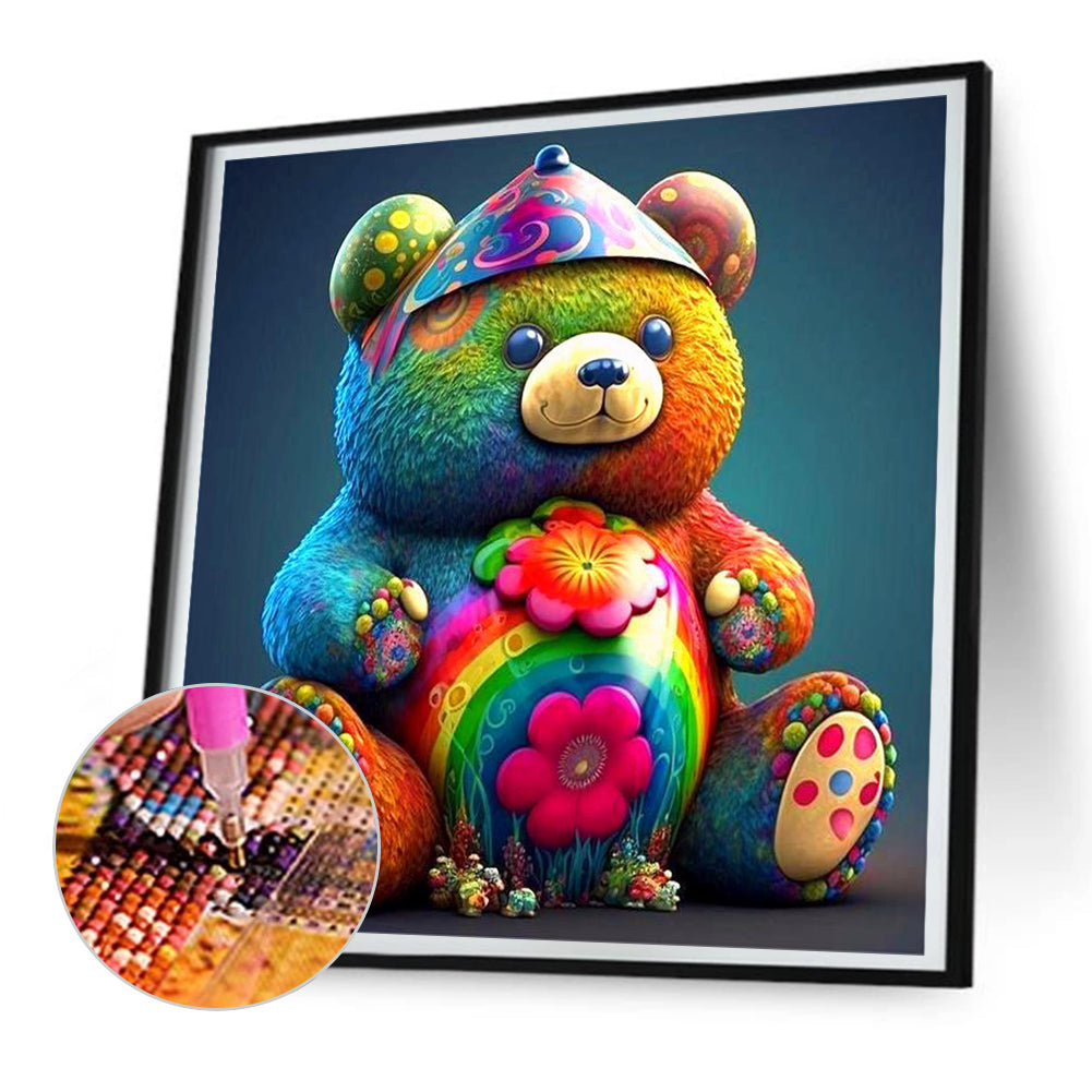 Colorful Bear - Full Round Drill Diamond Painting 30*30CM