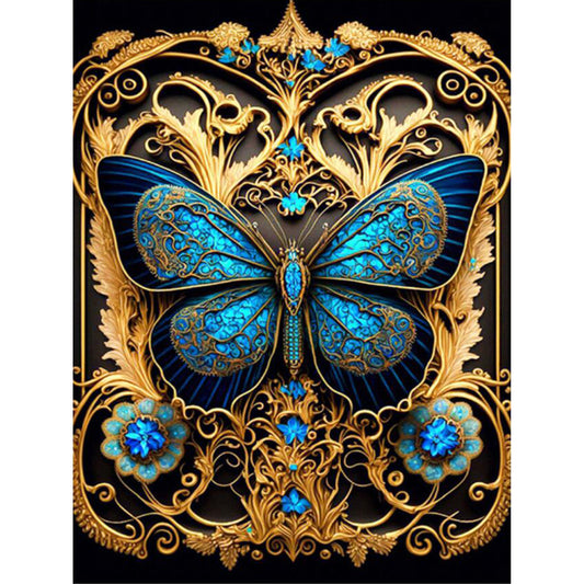 Magic Blue Butterfly - Full Round Drill Diamond Painting 30*40CM