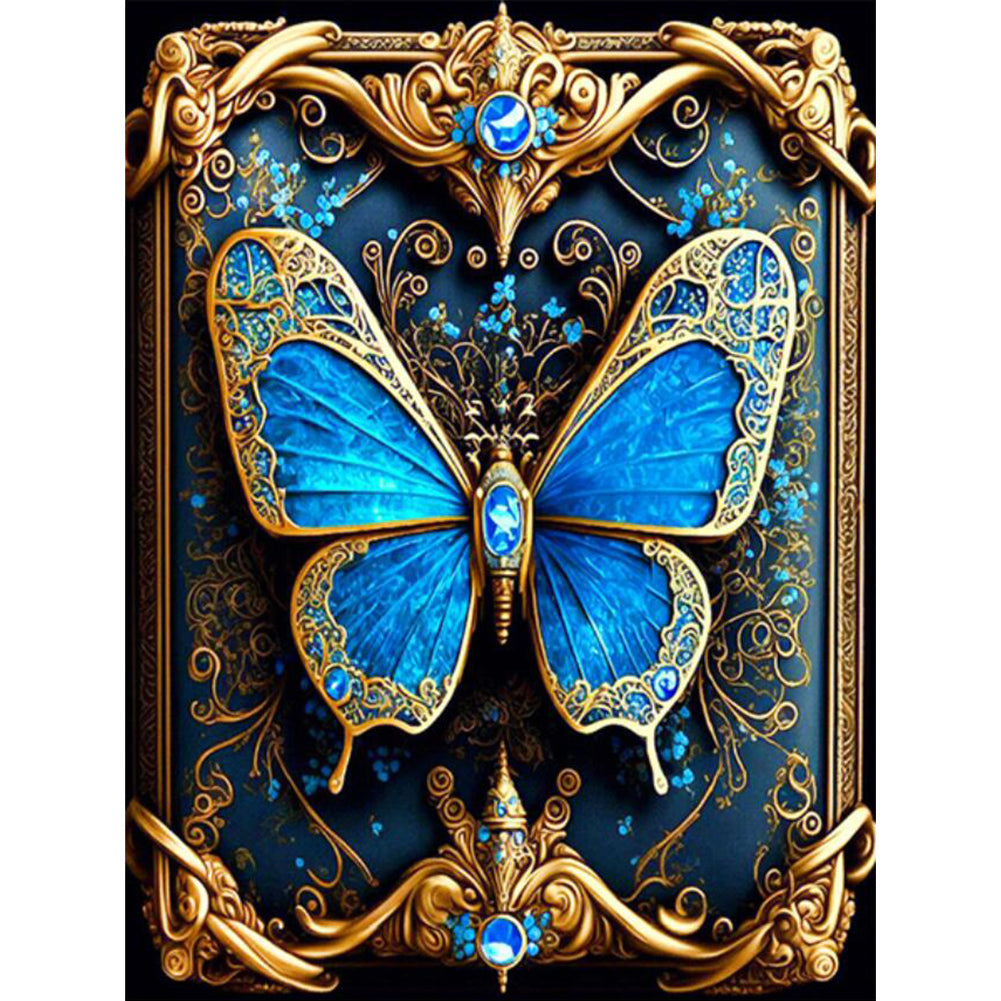 Magic Blue Butterfly - Full Round Drill Diamond Painting 30*40CM