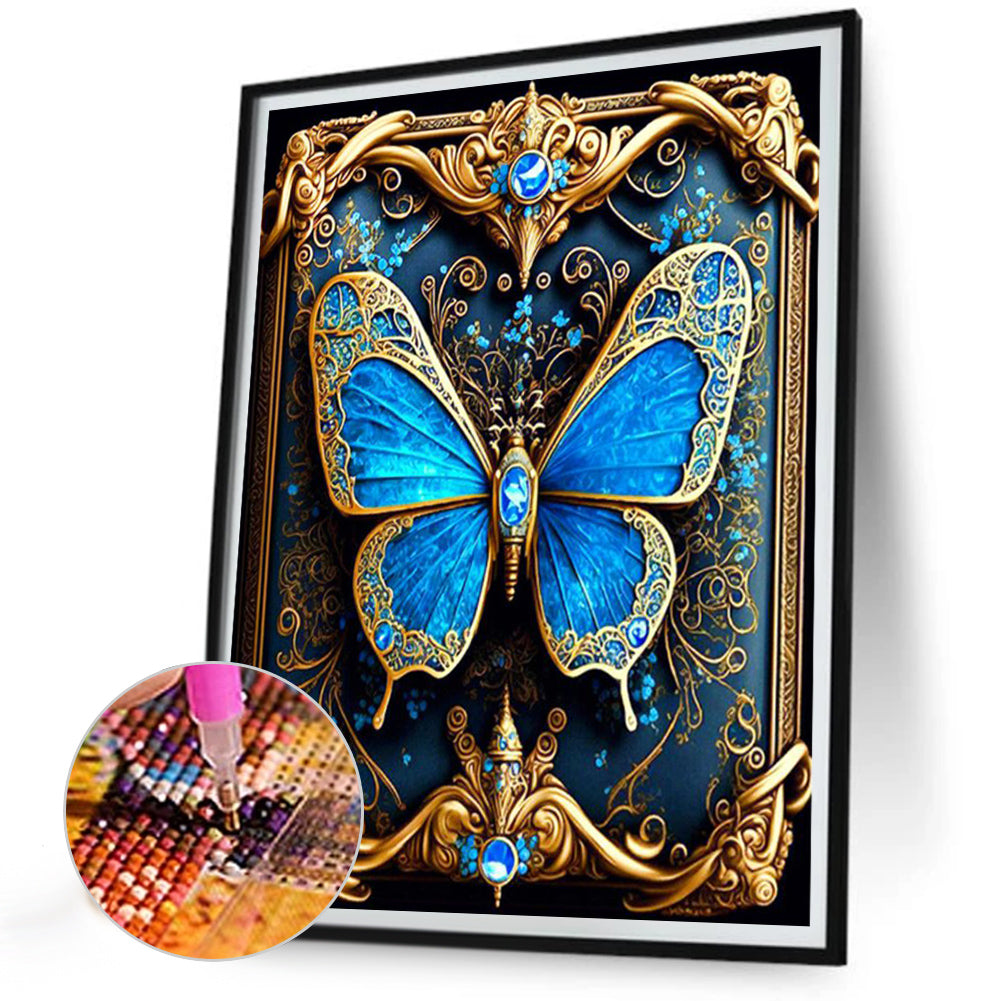 Magic Blue Butterfly - Full Round Drill Diamond Painting 30*40CM