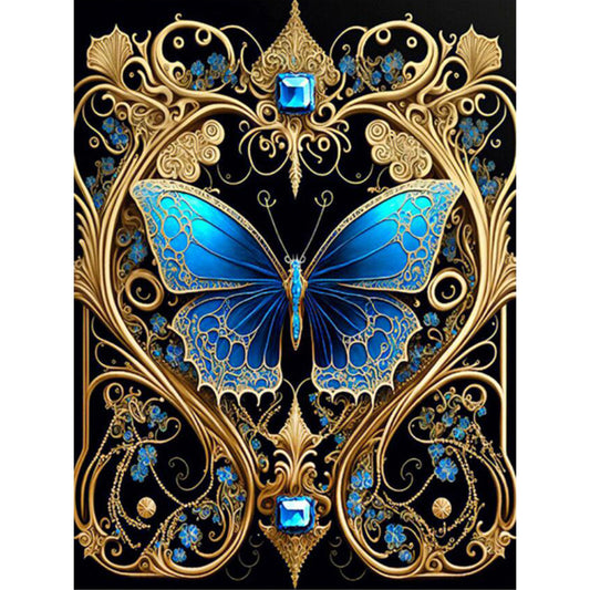 Magic Blue Butterfly - Full Round Drill Diamond Painting 30*40CM