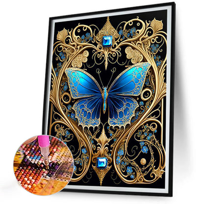 Magic Blue Butterfly - Full Round Drill Diamond Painting 30*40CM