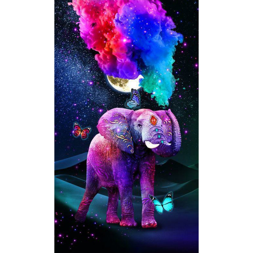 Colorful Smoke Elephant - Full Round Drill Diamond Painting 40*70CM