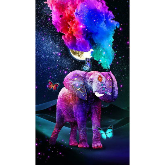Colorful Smoke Elephant - Full Round Drill Diamond Painting 40*70CM