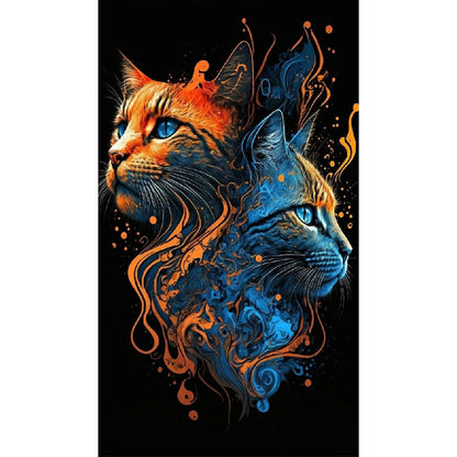 Ice Fire Cat - Full Round Drill Diamond Painting 40*70CM