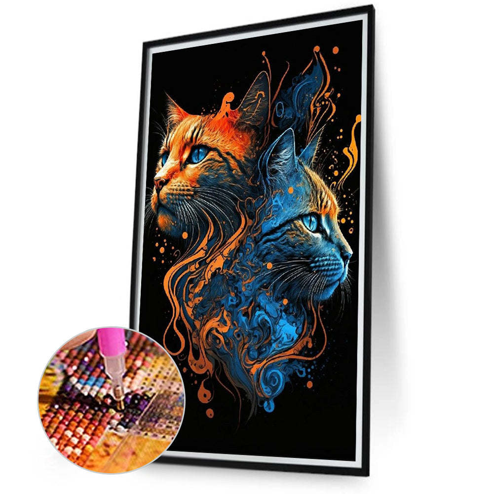 Ice Fire Cat - Full Round Drill Diamond Painting 40*70CM