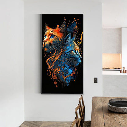 Ice Fire Cat - Full Round Drill Diamond Painting 40*70CM