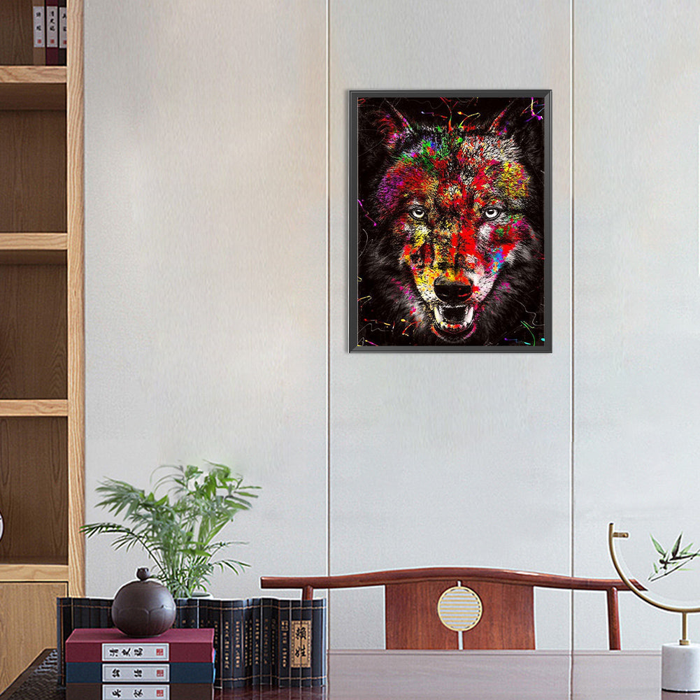 Splash Wolf - Full Round Drill Diamond Painting 30*40CM