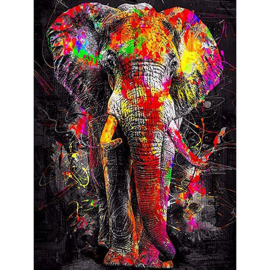 Splash Color Elephant - Full Round Drill Diamond Painting 30*40CM