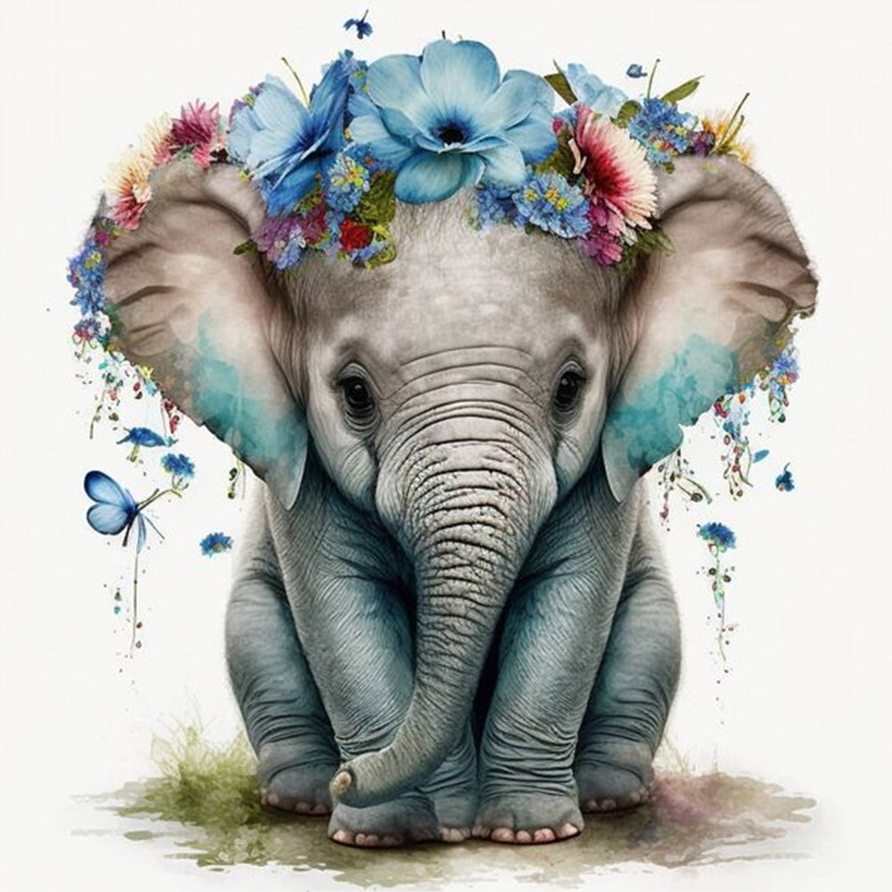 Watercolor Elephant - Full Round Drill Diamond Painting 30*30CM