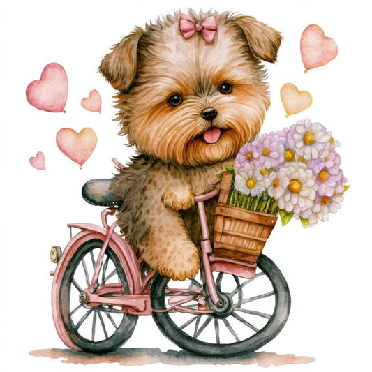 Watercolor Puppy - Full Round Drill Diamond Painting 30*30CM