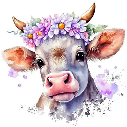 Watercolor Cow - Full Round Drill Diamond Painting 30*30CM