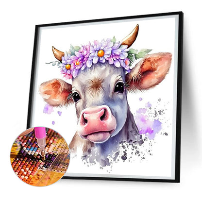 Watercolor Cow - Full Round Drill Diamond Painting 30*30CM