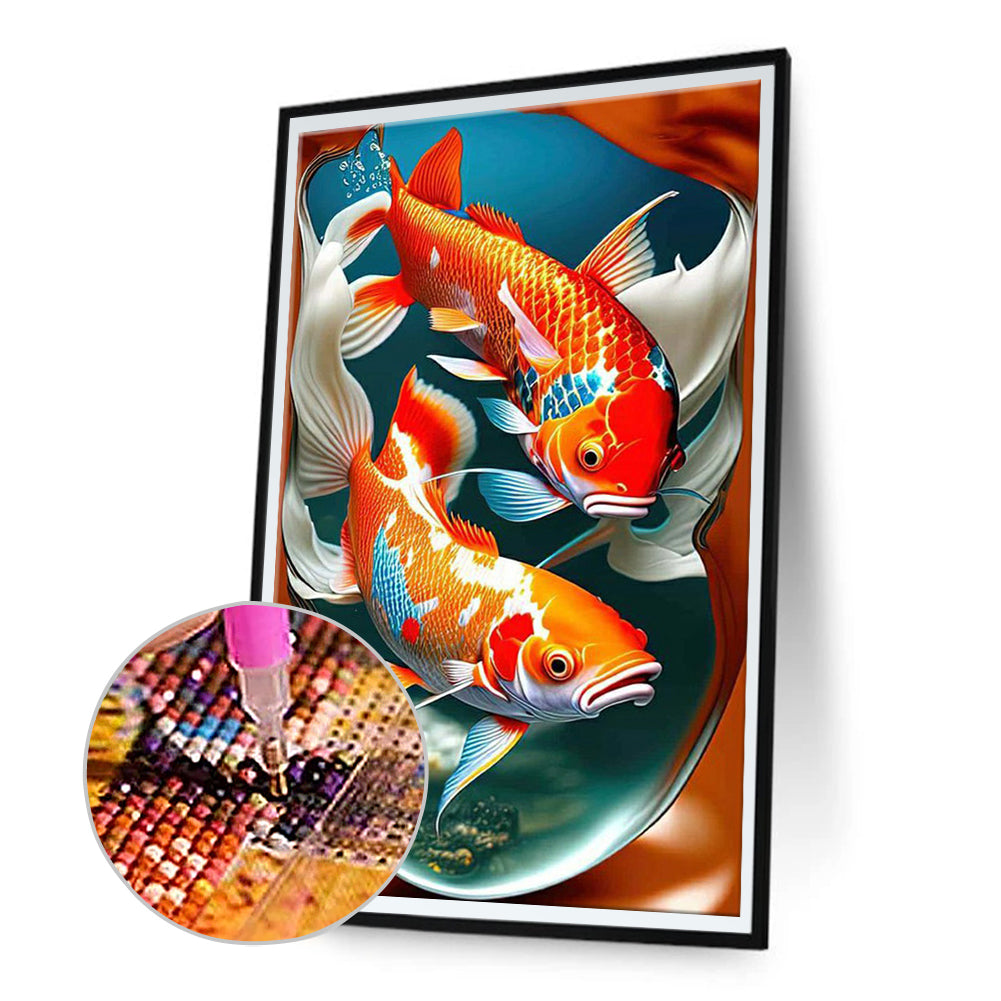 Pair Of Koi Fish - Full Round Drill Diamond Painting 40*70CM