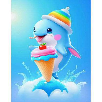 Active Dolphin - Full Round Drill Diamond Painting 30*40CM