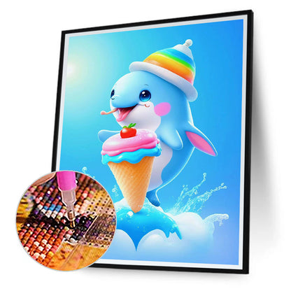 Active Dolphin - Full Round Drill Diamond Painting 30*40CM