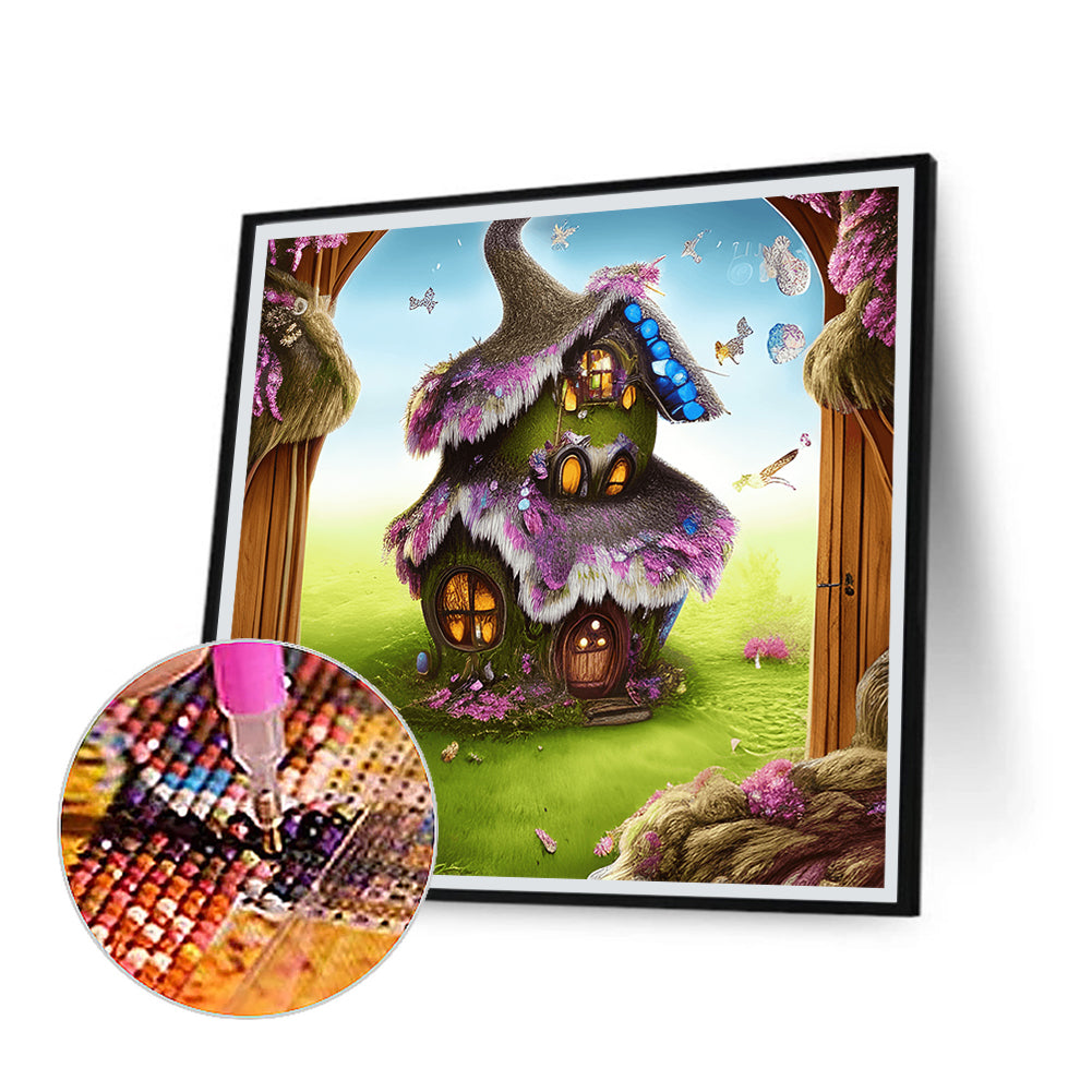 Magical Straw Cottage - Full Round Drill Diamond Painting 30*30CM