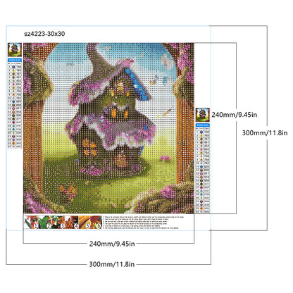 Magical Straw Cottage - Full Round Drill Diamond Painting 30*30CM