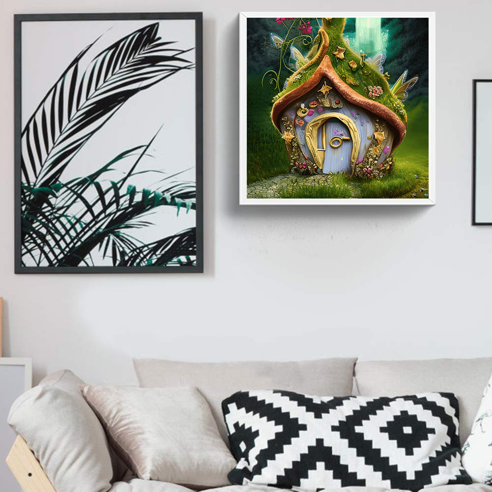 Magical Straw Cottage - Full Round Drill Diamond Painting 30*30CM