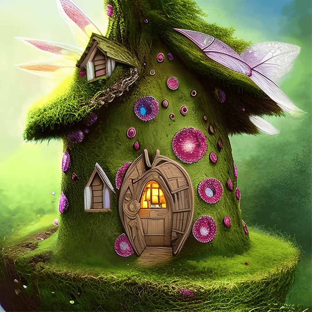 Magical Straw Cottage - Full Round Drill Diamond Painting 30*30CM
