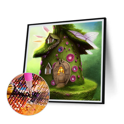 Magical Straw Cottage - Full Round Drill Diamond Painting 30*30CM