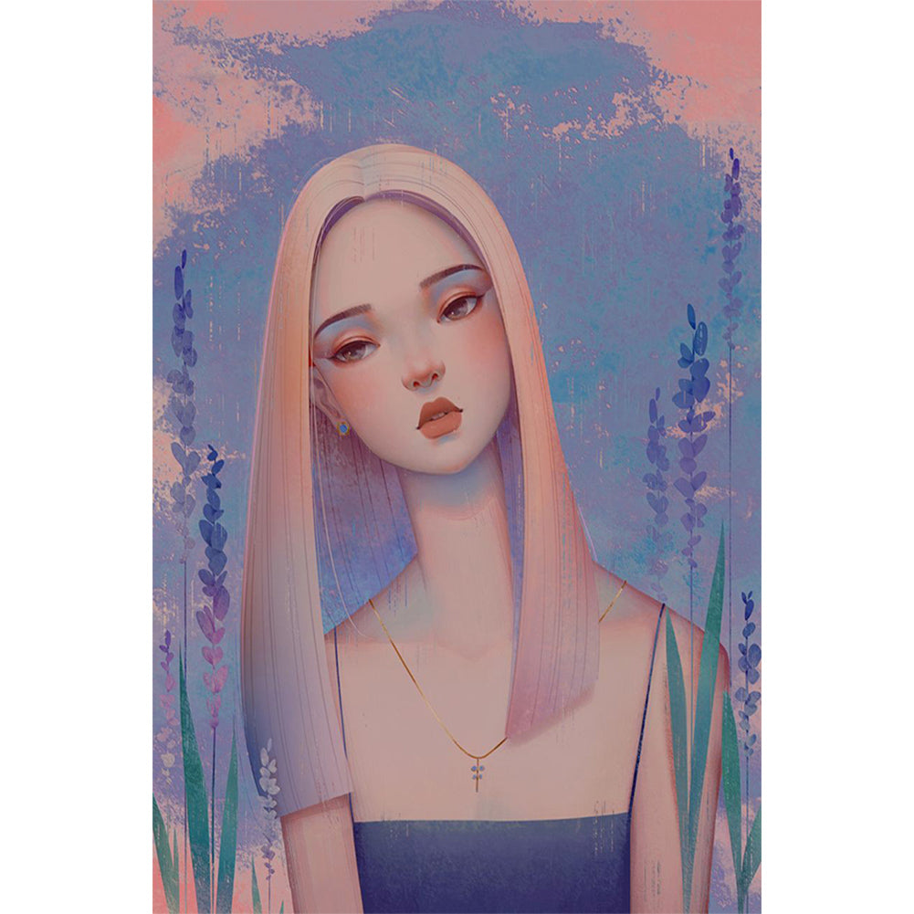 Tilted Head Woman - Full Round Drill Diamond Painting 40*60CM