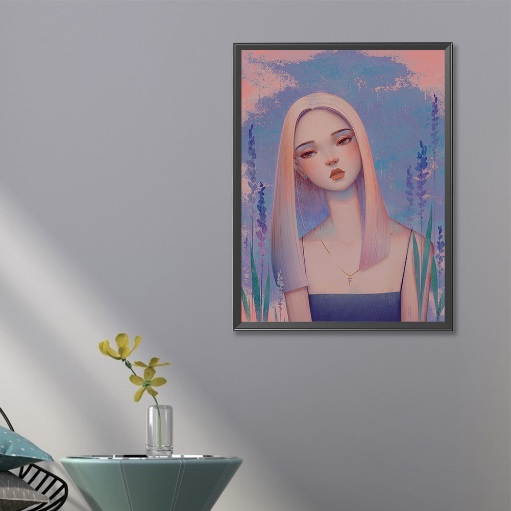 Tilted Head Woman - Full Round Drill Diamond Painting 40*60CM