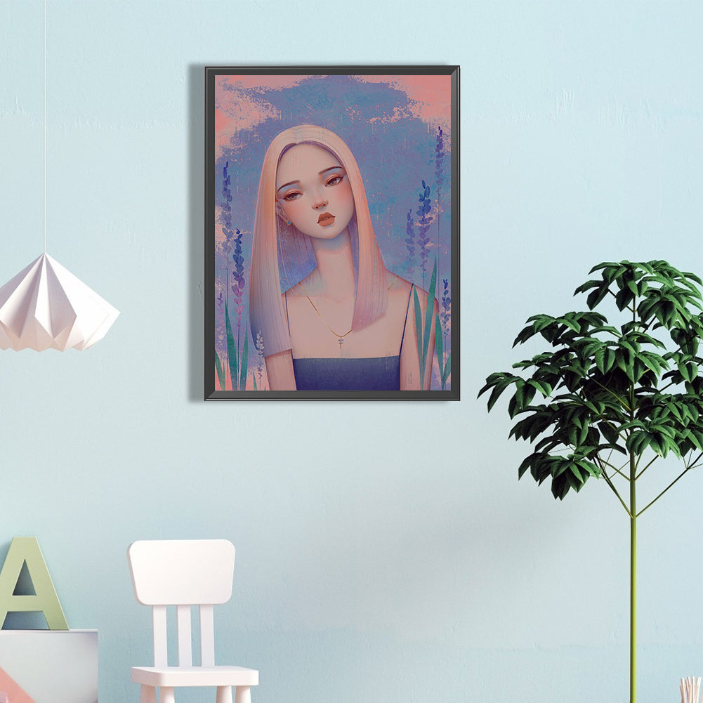 Tilted Head Woman - Full Round Drill Diamond Painting 40*60CM