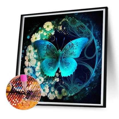 Butterfly And Flower - Full Round Drill Diamond Painting 30*30CM