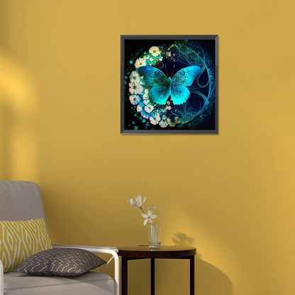 Butterfly And Flower - Full Round Drill Diamond Painting 30*30CM