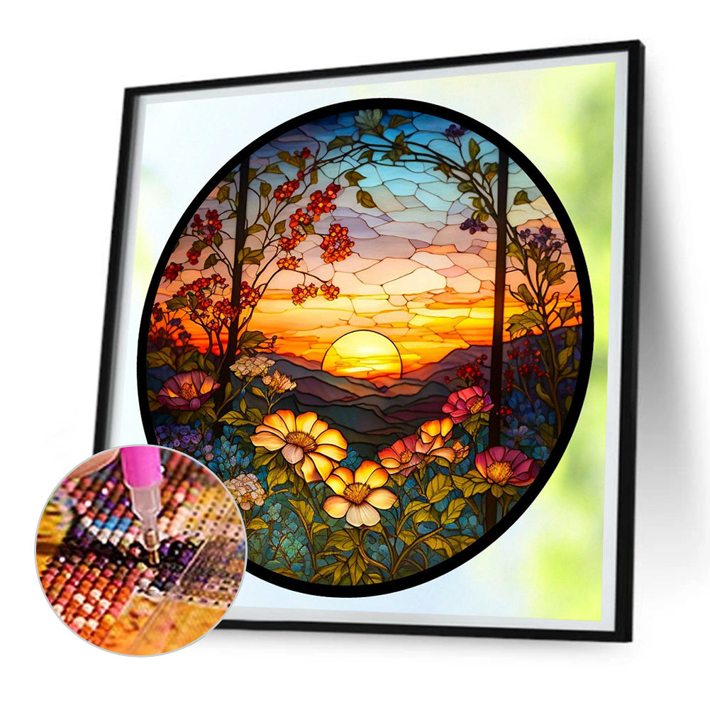 Sunset And Sunflowers - Full Round Drill Diamond Painting 30*30CM