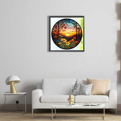 Sunset And Sunflowers - Full Round Drill Diamond Painting 30*30CM