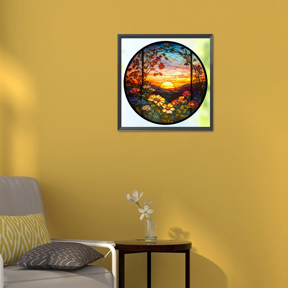 Sunset And Sunflowers - Full Round Drill Diamond Painting 30*30CM