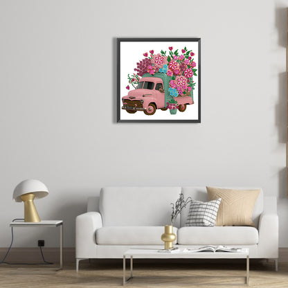 Pink Vintage Car - Special Shaped Drill Diamond Painting 30*30CM