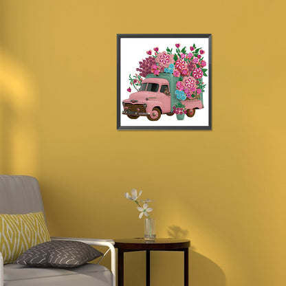 Pink Vintage Car - Special Shaped Drill Diamond Painting 30*30CM