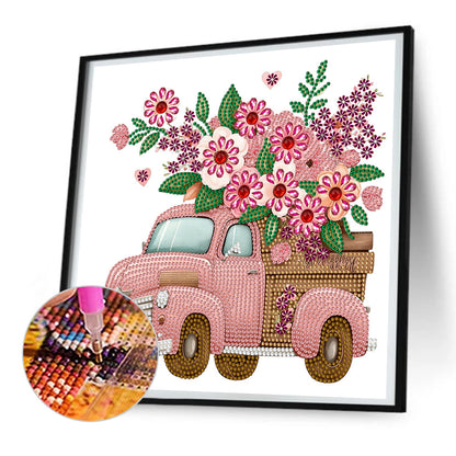 Pink Vintage Car - Special Shaped Drill Diamond Painting 30*30CM