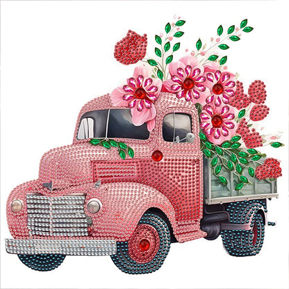 Pink Vintage Car - Special Shaped Drill Diamond Painting 30*30CM