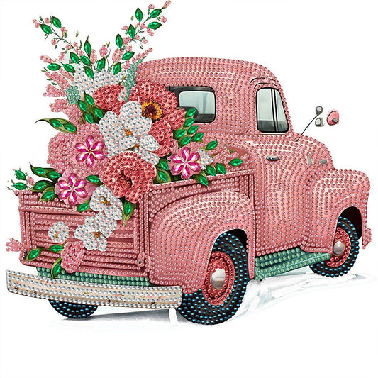 Pink Vintage Car - Special Shaped Drill Diamond Painting 30*30CM