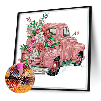 Pink Vintage Car - Special Shaped Drill Diamond Painting 30*30CM