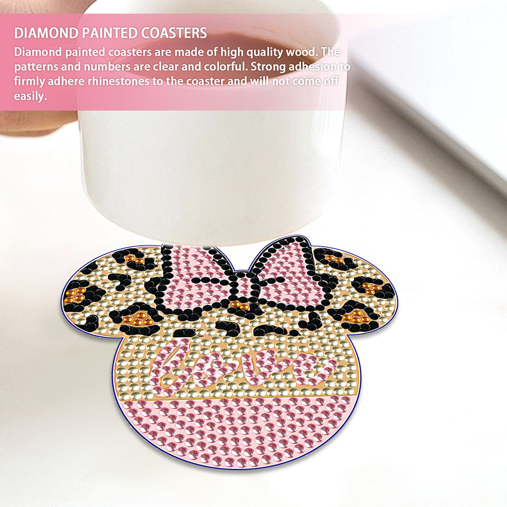 DIY Diamond Painting Coasters Kit Anti Slip Coasters Cartoon Mickey Cup Coasters