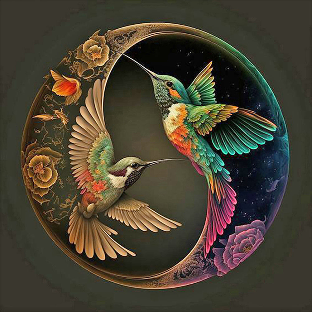 Hummingbird Yin Yang Diagram - Full Round Drill Diamond Painting 40*40CM