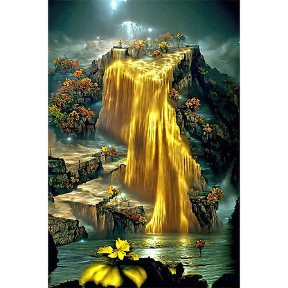 Jinshan Waterfall - Full Round Drill Diamond Painting 40*60CM