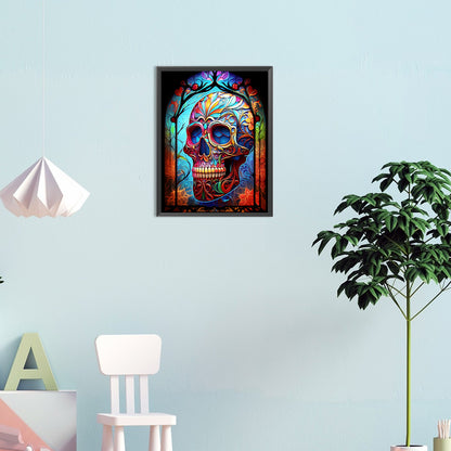 Skull Glass Painting - Full Round Drill Diamond Painting 30*40CM